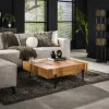 Table basse carrée motif damier en bois d'acacia MELBOURNE