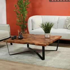 Table basse carrée teck massif recyclé D100 cm BALTIMORE