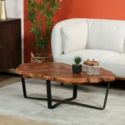 Table basse carrée teck massif recyclé D100 cm BALTIMORE