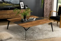 Table basse carrée teck recyclé métal 120x120 PANAMA