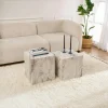 Table basse cube effet marbre blanc - style design (2 pièces) MARFA