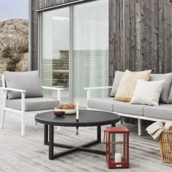 Table basse de jardin en aluminium blanc D 100 cm OSLO
