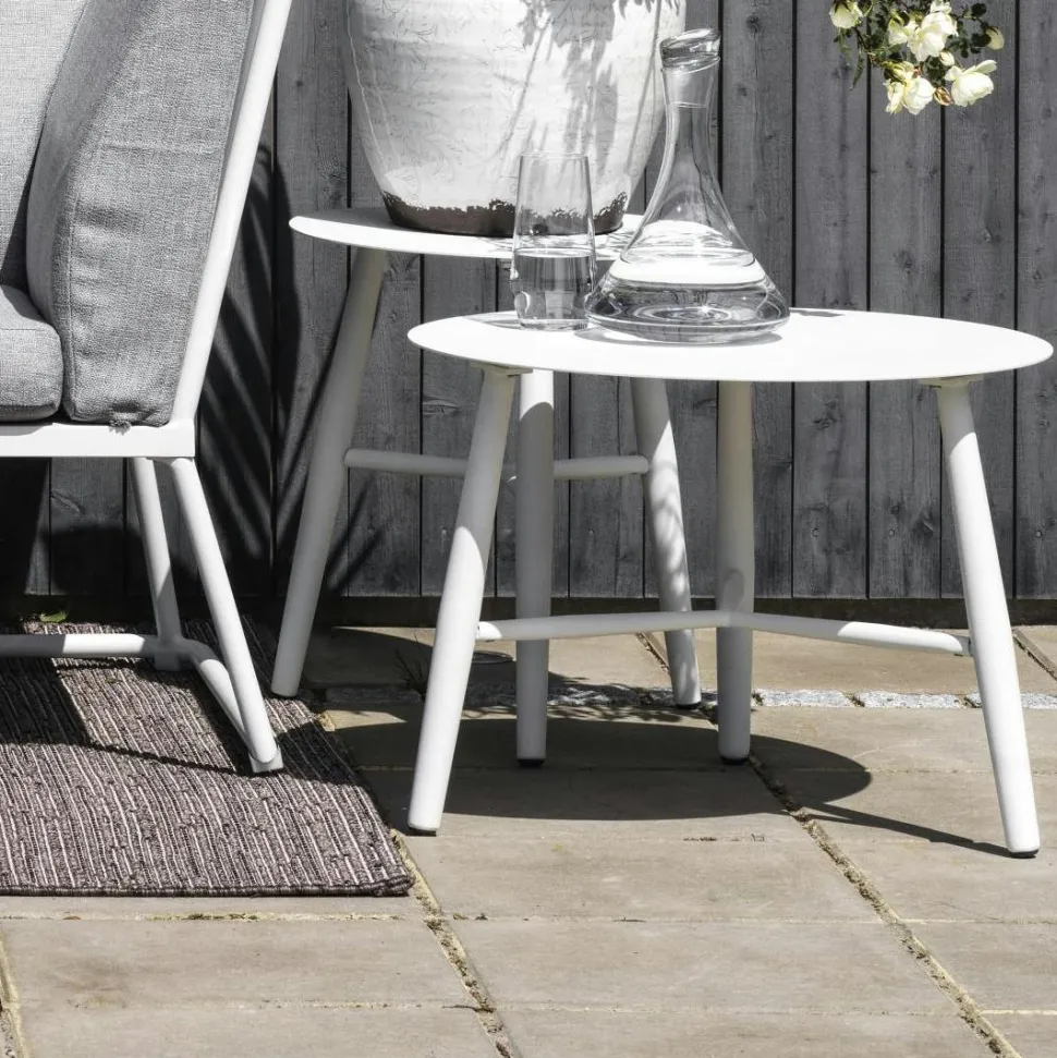 Table basse de jardin en aluminium blanc Ø 60 cm STOCKHOLM