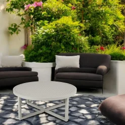 Table basse de jardin en aluminium gris sable D 100 cm OSLO