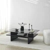 Table basse design 2 plateaux, verre fumé et noir SALTA