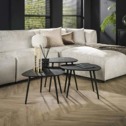 Table basse design organique finition anthracite (3 pièces) RALF
