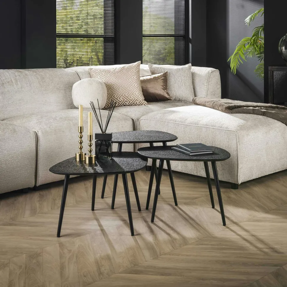 Table basse design organique couleur anthracite et cuivré (2 pièces) RALF