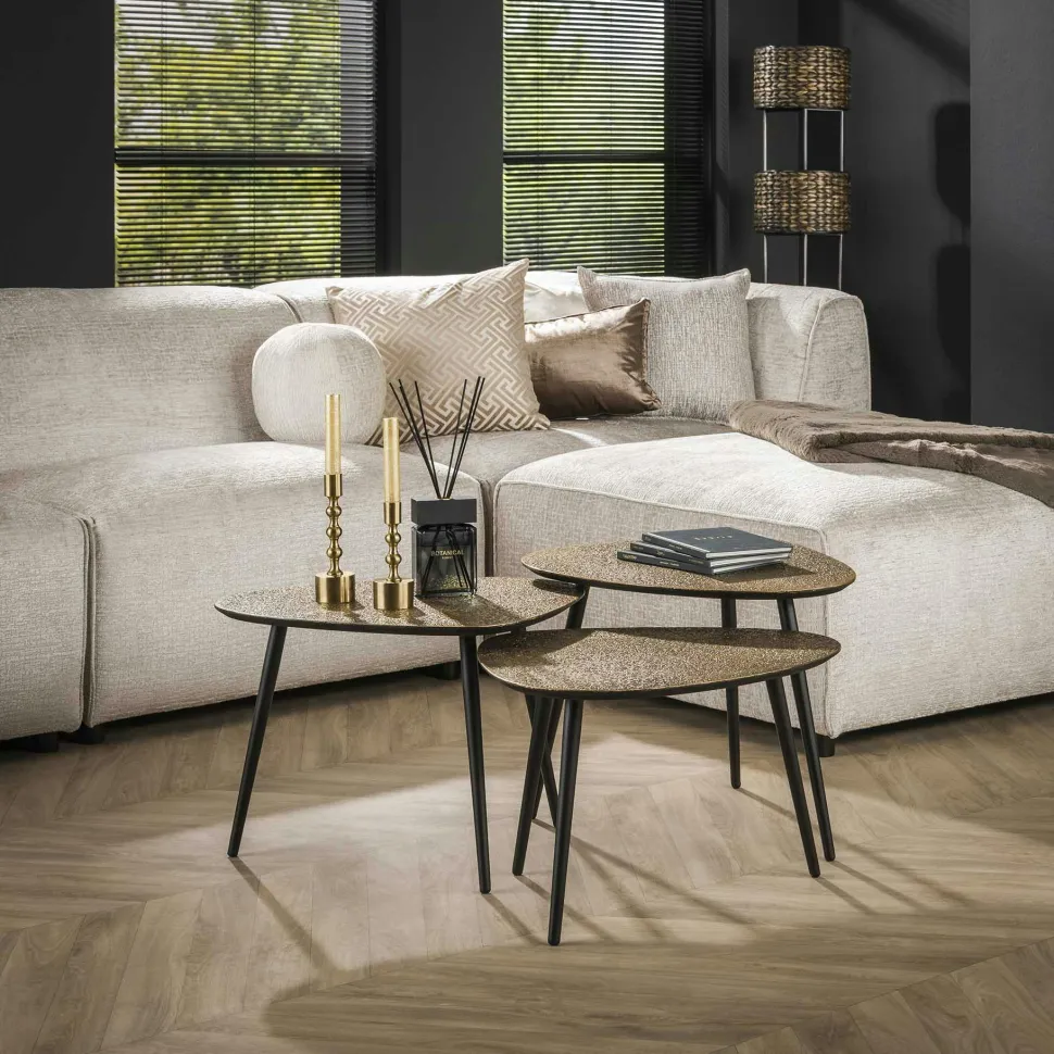 Table basse design organique effet cuivré (lot de 3) RALF