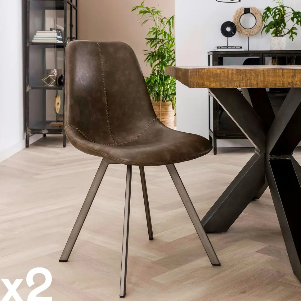 Table basse double plateau en bois de pin recyclé et verre DENVER