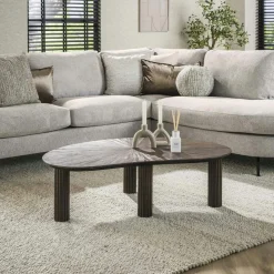 Table basse en bois de teck forme haricot YOGY