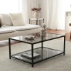 Table basse en verre fumé rectangulaire, 2 plateaux TULUM