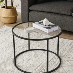 Table basse en verre fumé - forme rectangulaire TULUM