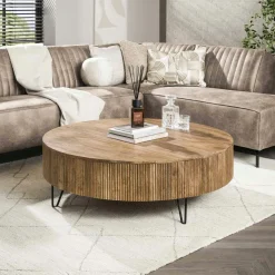 Table basse gigogne à bords hauts en bois de manguier (lot de 2) CREEK