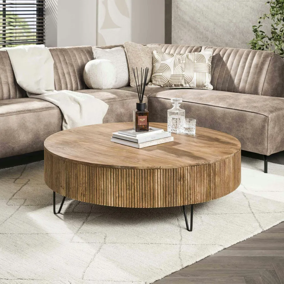 Table basse gigogne à bords hauts en bois de manguier (lot de 2) CREEK