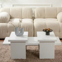 Table basse gigogne design – effet bois (3 pièces) MARFA