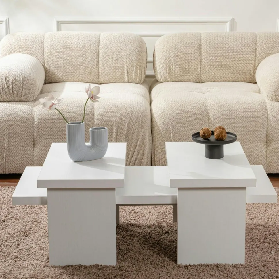 Table basse gigogne design – effet bois (3 pièces) MARFA