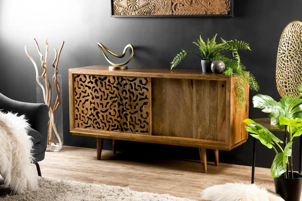 Table basse gigogne design – effet bois noir (3 pièces) MARFA