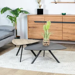 Table basse gigogne en céramique forme design (lot de 2 pièces) LOMBARDIE