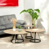 Table basse gigogne en céramique effet bois clair (lot de 3 pièces) LOMBARDIE