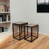 Table basse gigogne époxy lagon et bois d'acacia (lot de 2) BORA