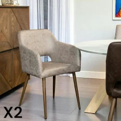 Table basse gigogne ronde en métal gris / doré (lot de 2) ZALA