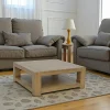 Table basse Hévéa double plateaux 90x90x35cm ATTAN