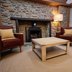 Table basse Hévéa double plateaux 80x80x38cm OLGA