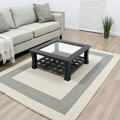 Table basse hévéa vitrée 80x80cm MAORI