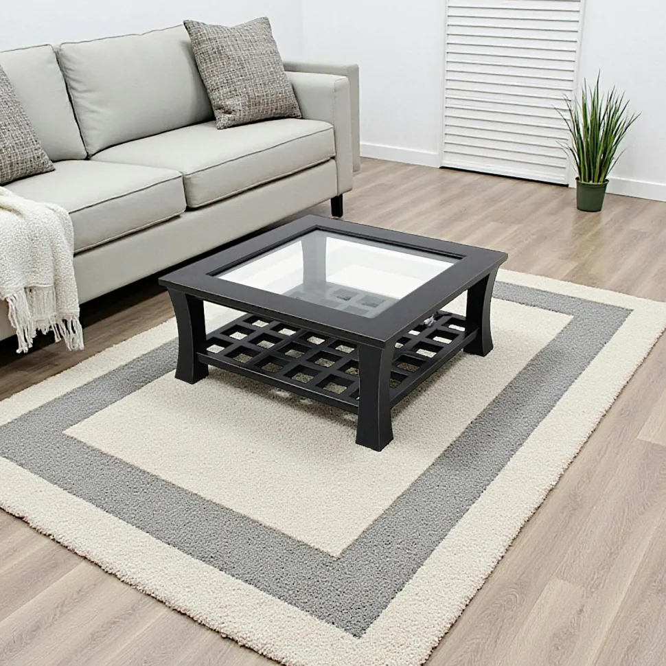 Table basse hévéa vitrée 80x80cm MAORI