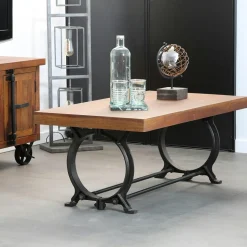 Table basse industrielle vintage bois recyclé LEEDS