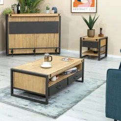Table basse industrielle bois métal boulons BROOKLYN