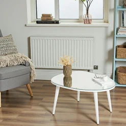 Table basse miroir forme organique pieds blancs TULUM