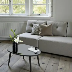 Table basse miroir forme organique pieds noirs TULUM