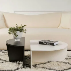 Table basse moderne noire & blanche - 2 hauteurs MARFA