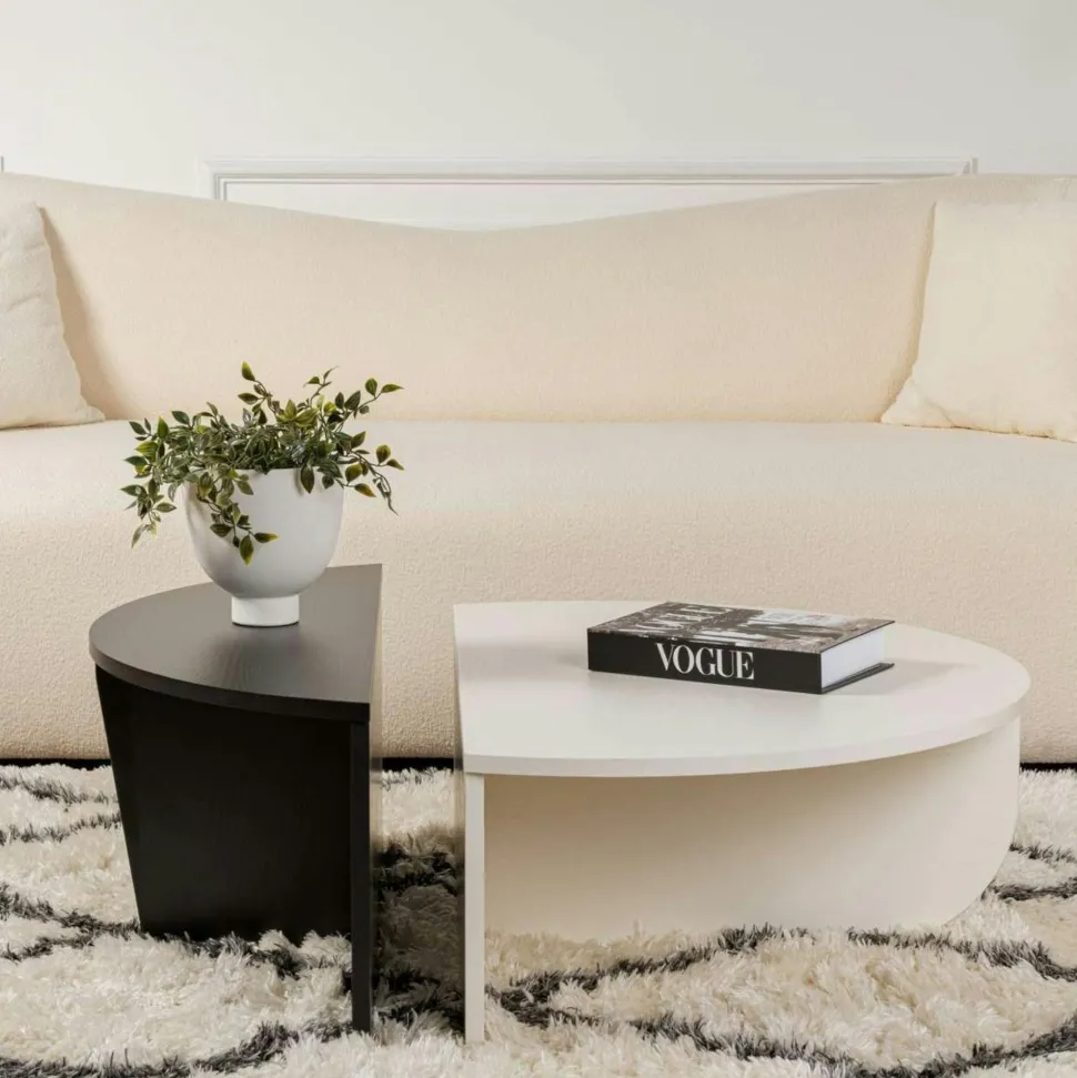 Table basse moderne noire & blanche - 2 hauteurs MARFA