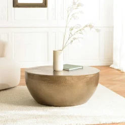 Table basse métal doré antique forme coupelle ZALA