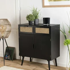 Table basse noire avec cannage PALMA 2
