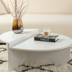 Table basse noire moderne effet bois - 2 hauteurs MARFA