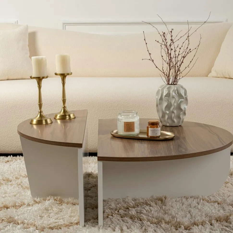 Table basse noire moderne effet bois - 2 hauteurs MARFA