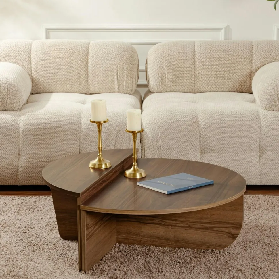 Table basse noire moderne effet bois - 2 hauteurs MARFA