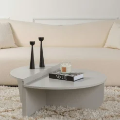Table basse noire moderne effet bois - 2 hauteurs MARFA