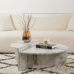 Table basse noire moderne effet bois - 2 hauteurs MARFA