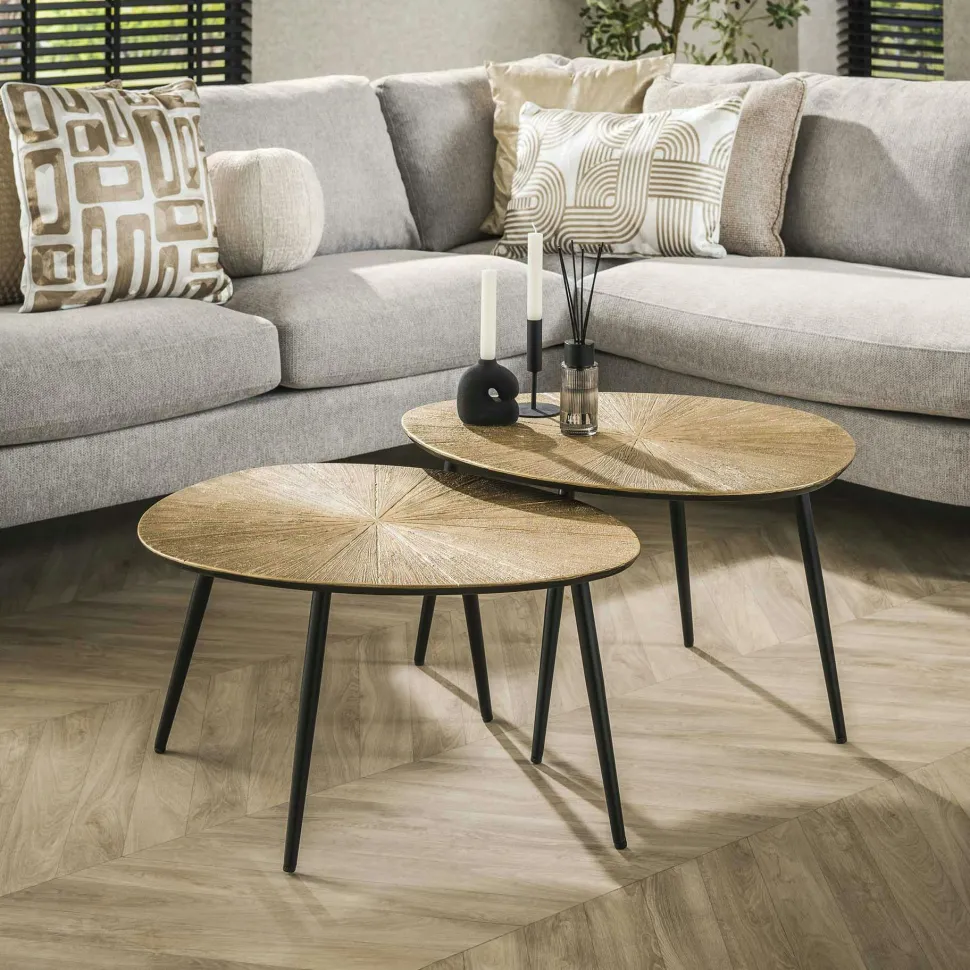 Table basse organique, feuille de ginkgo stylisée (lot de 2) RALF