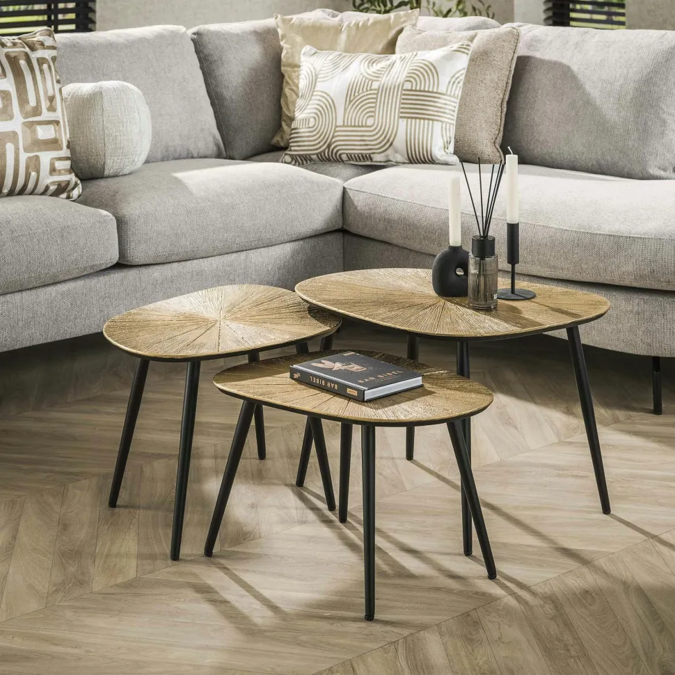 Table basse organique, motif soleil (lot de 2) RALF
