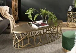 Table basse ovale contemporaine dorée ZALA