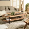 Table basse ovale double plateau en teck recyclé 160 cm SWING