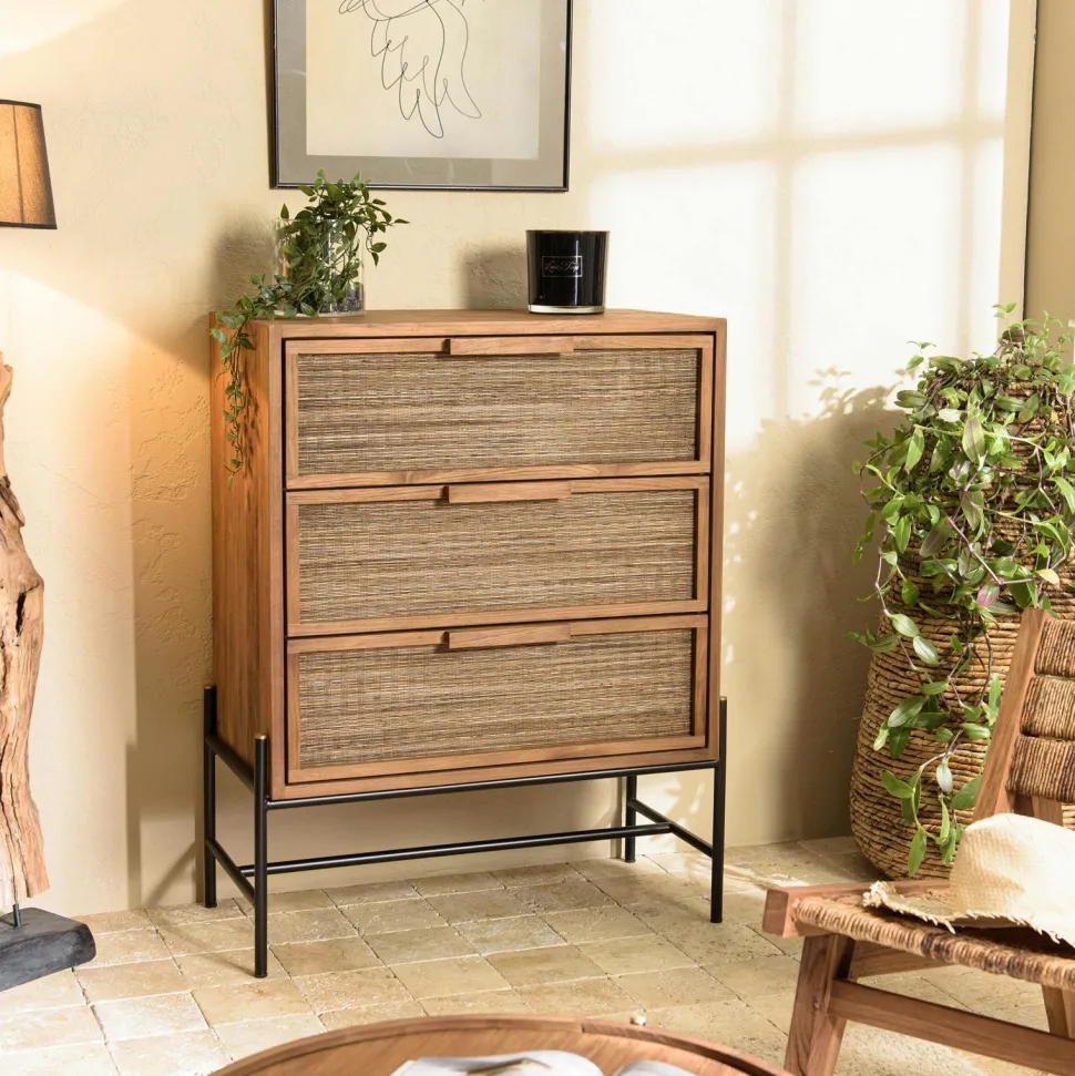 Table basse ovale double plateau en teck recyclé 160 cm SWING