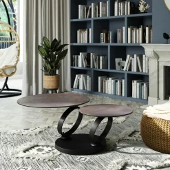 Table basse pivotante en céramique bronze LOMBARDIE