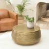 Table basse ronde alu doré strié style antique NADOR