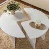 Table basse ronde blanche effet laque - design puzzle MARFA
